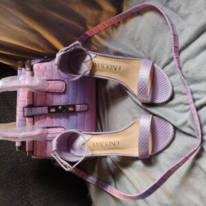 Mackin J Purple and Pink Handbag and Sandal Set